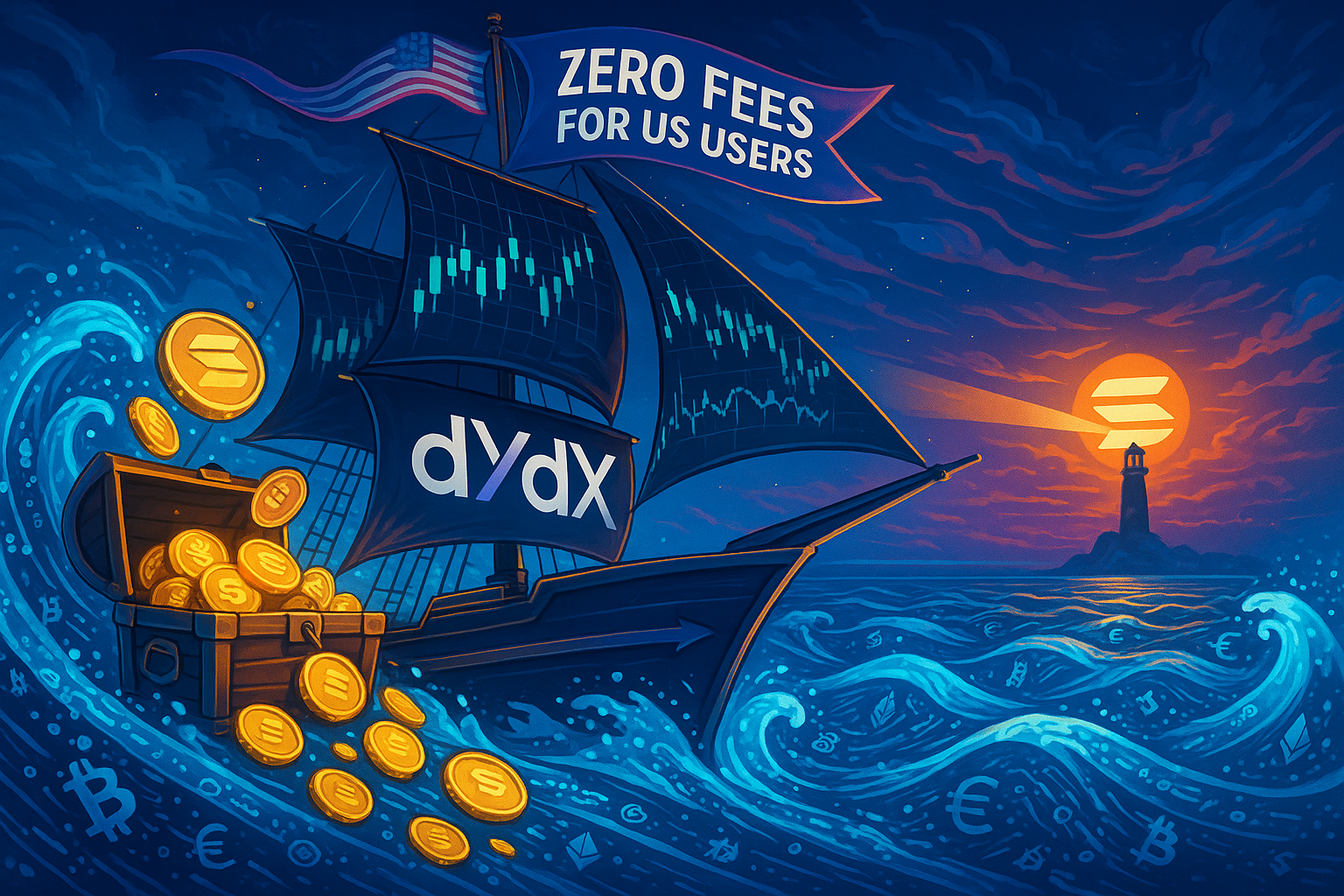 dYdX platform interface showing Solana trading features