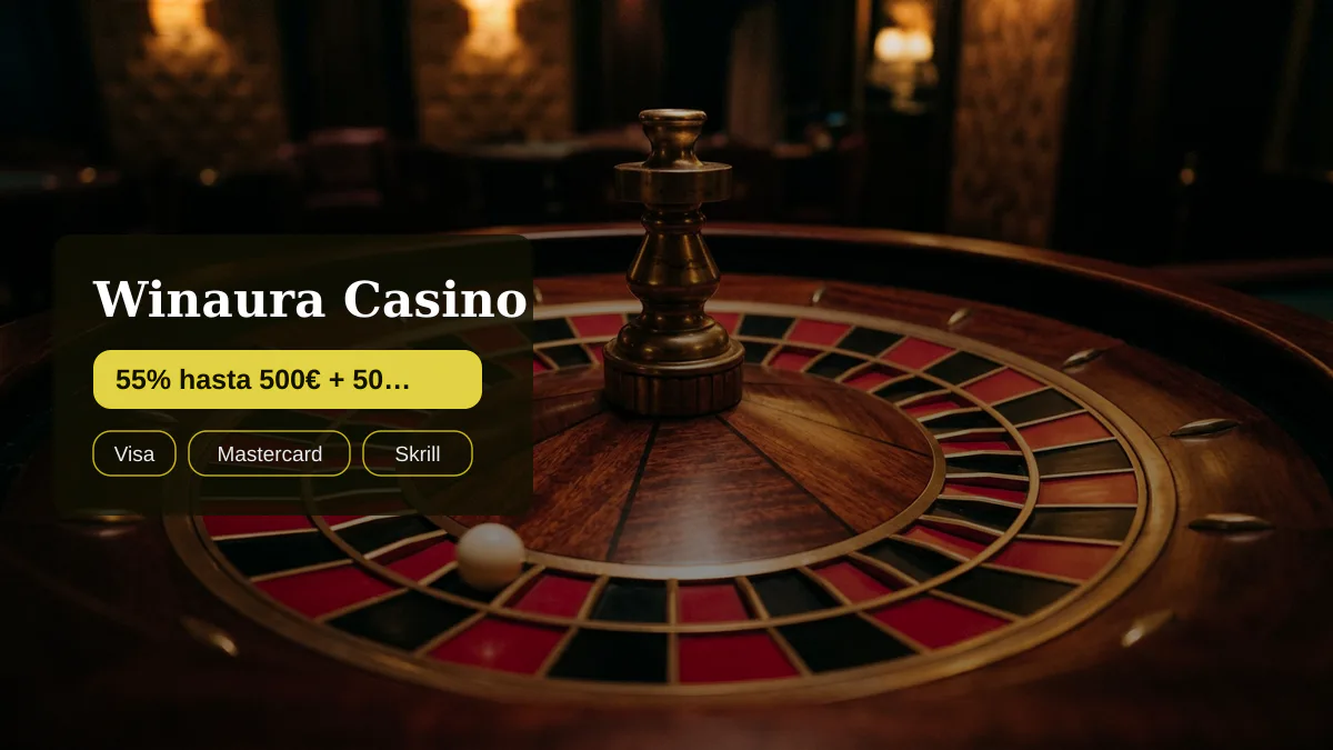 Winaura Casino - bono de bienvenida 55% hasta 500&euro; + 50 FS, pagos: Visa, Mastercard, Skrill, Neteller, Paysafecard