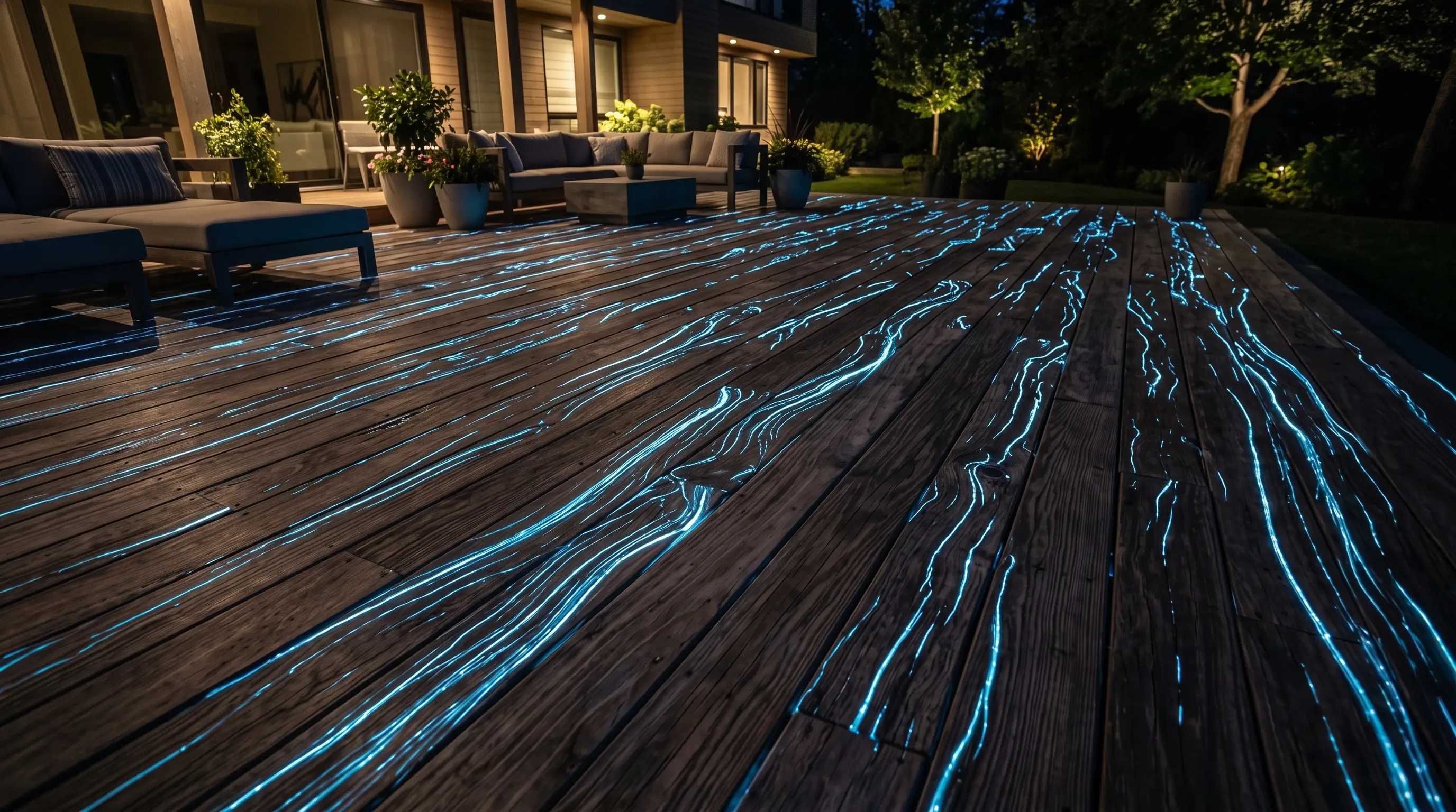 Luminescent Fiber-Optic Wood Grain Deck