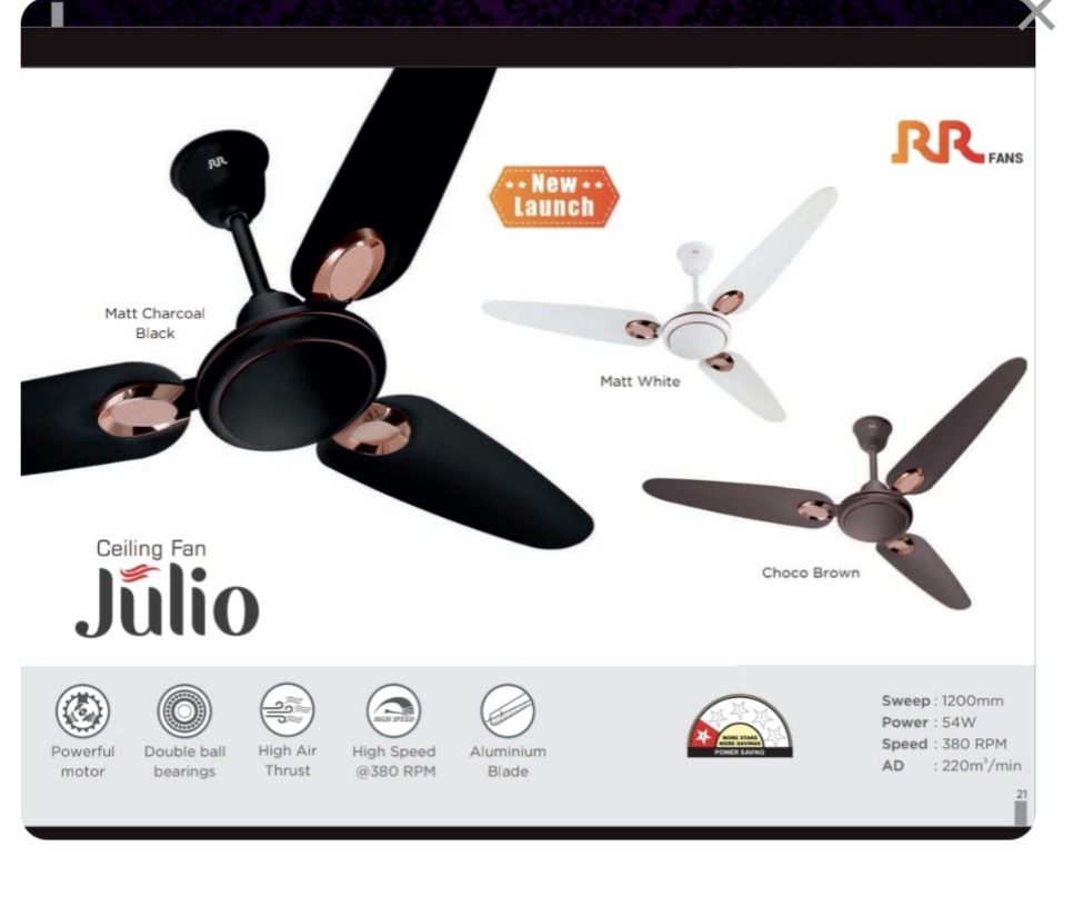 RR JULIO 48" CEILING FAN — Ohrim wholesale price 2250