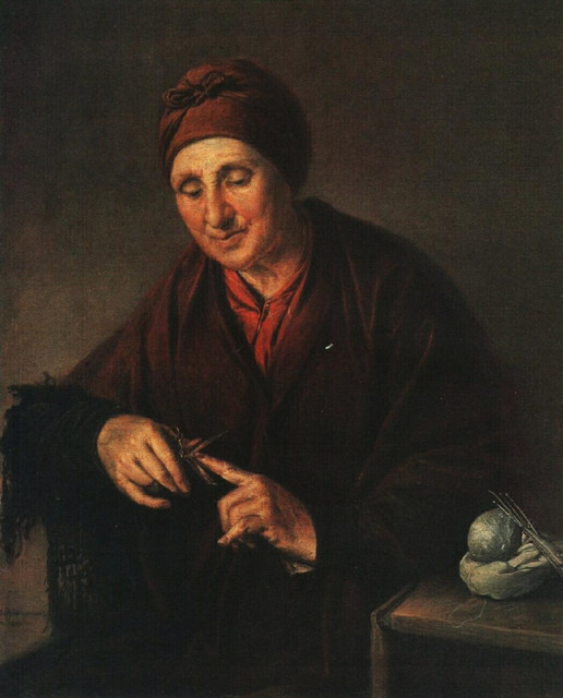 Старуха стригущая ногти (Портрет жены художника) 1850.jpg