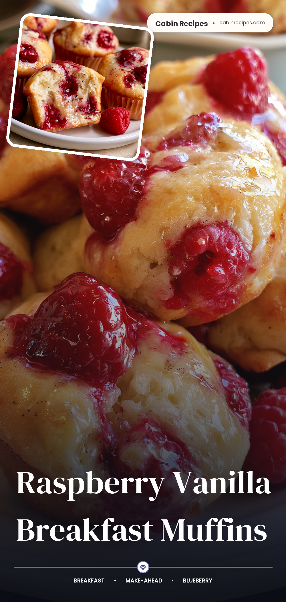 Pinterest graphic for Raspberry Vanilla Breakfast Muffins