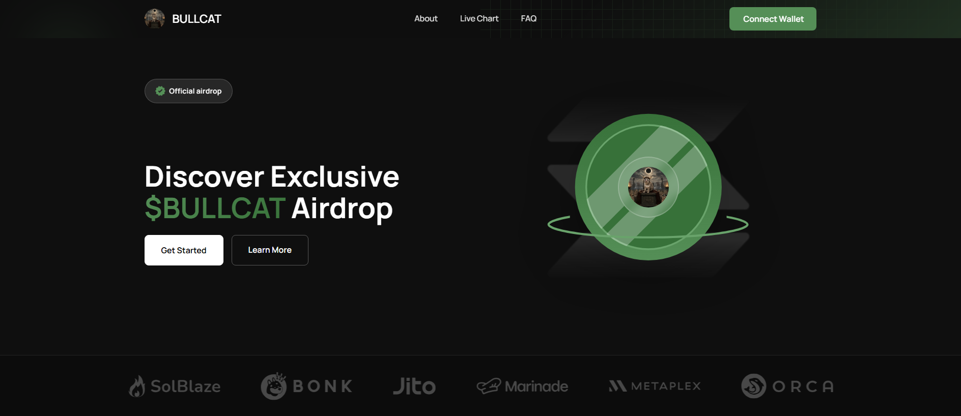 Forensic screenshot of bullcat.solclaim.fun showing the phishing page layout