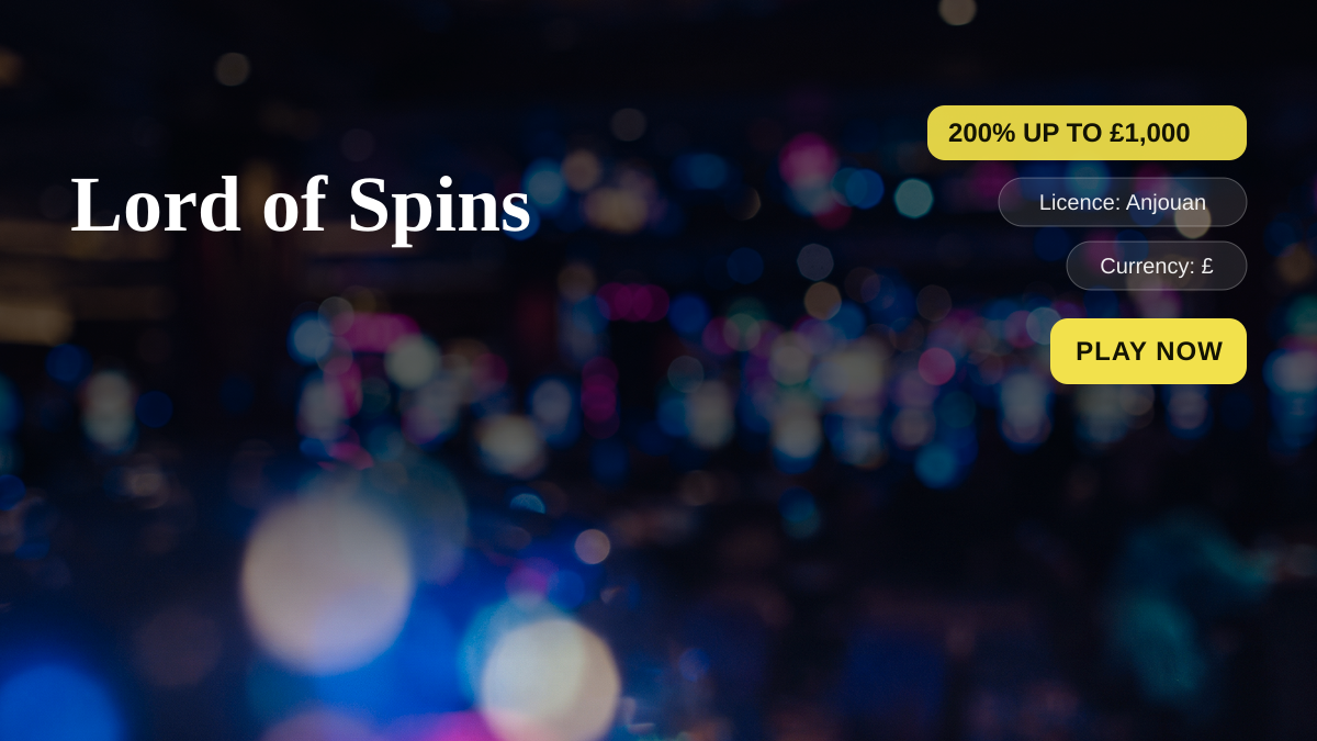 Lord of Spins casino — welcome bonus 200% UP TO £1,000 + 35 FS, payments: Skrill, Neteller, Paysafecard, Multibanco, Interac