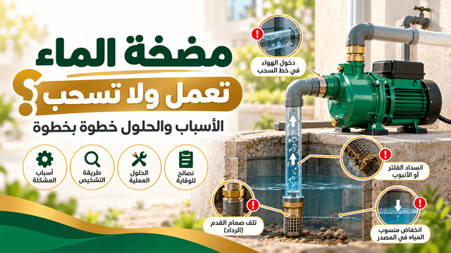 مضخة الماء تعمل ولا تسحب