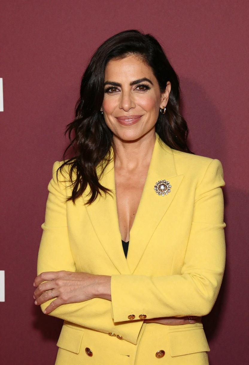Fuchsia structured blazer top at charity gala
