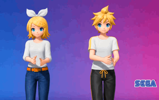 Rin and Len dancing.gif