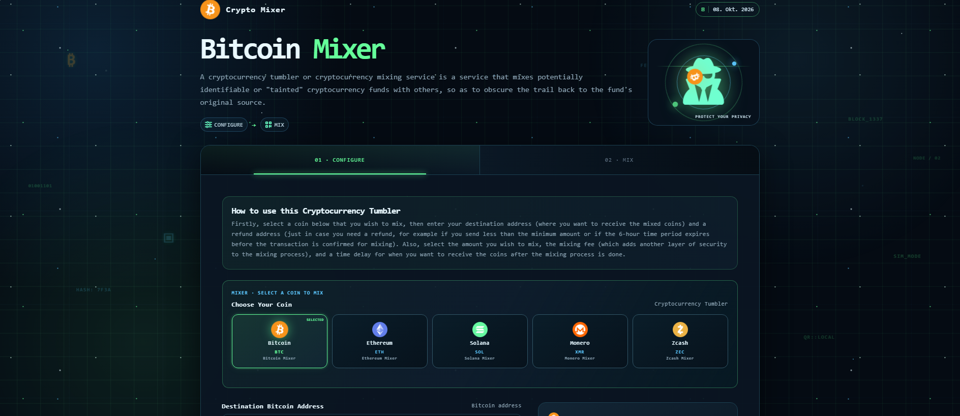 Stored capture of zcashmixer.com
