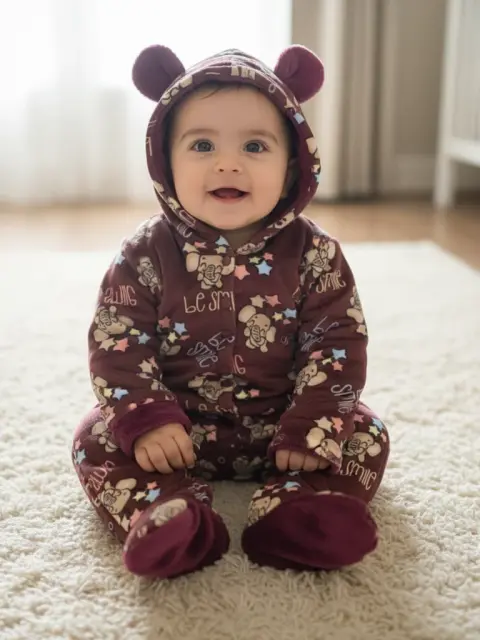 Rs 149 Bear Design Long-Sleeve Baby Jumpsuit Thespark Shop