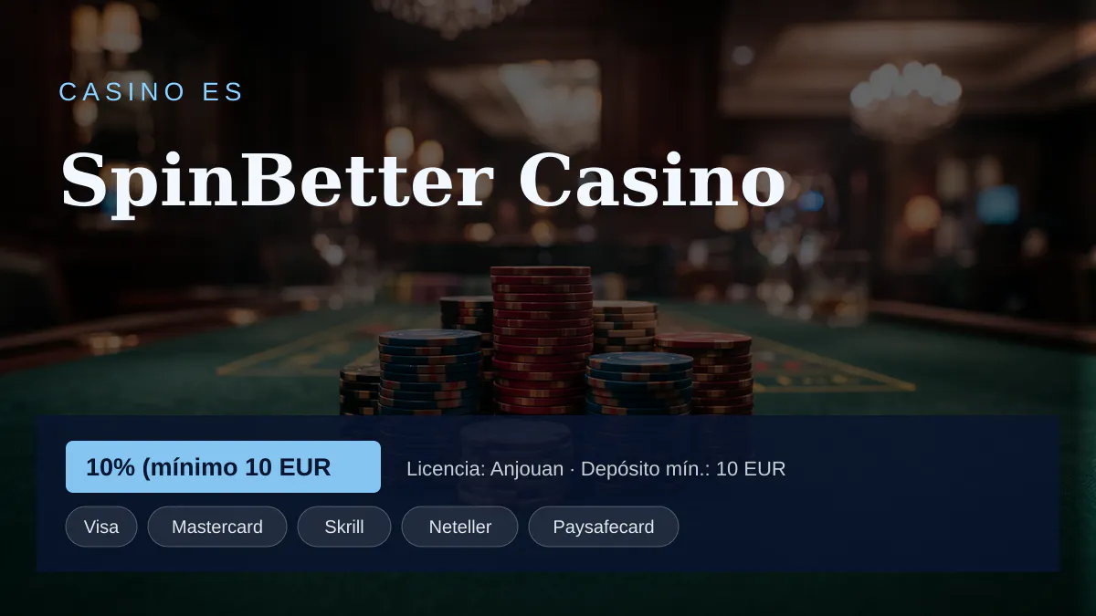 SpinBetter Casino — bono de bienvenida 10% (mínimo 10 EUR + 150 FS, pagos: Visa, Mastercard, Skrill, Neteller, Paysafecard SpinBetter Casino — bono de bienvenida 10% (mínimo 10 EUR + 150 FS, pagos: Visa, Mastercard, Skrill, Neteller, Paysafecard