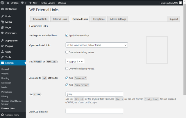Excluded-Links-Setting