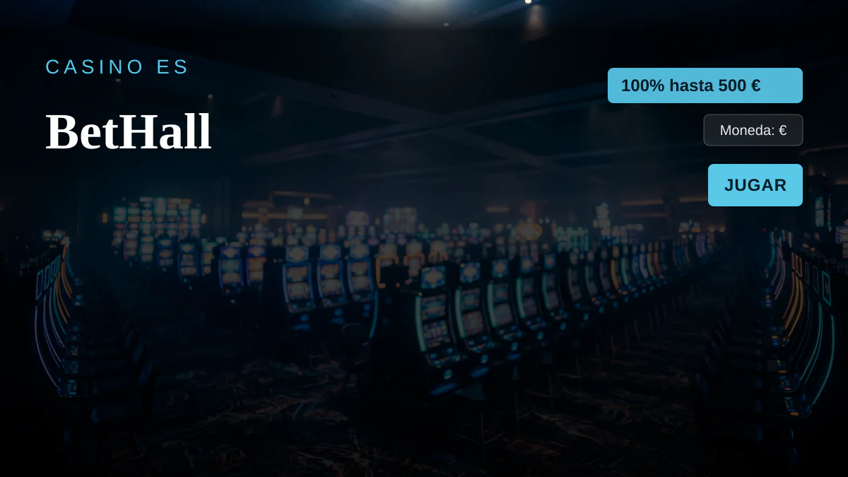 BetHall casino — bono de bienvenida 100% hasta 500 € + 50 FS, pagos: Visa, Mastercard, Skrill, Neteller, Revolut