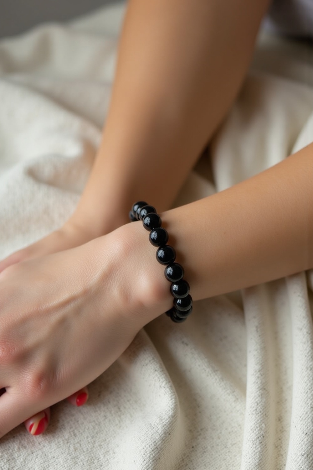 Obsidian Bracelet Beaded Round Beads Obsidian