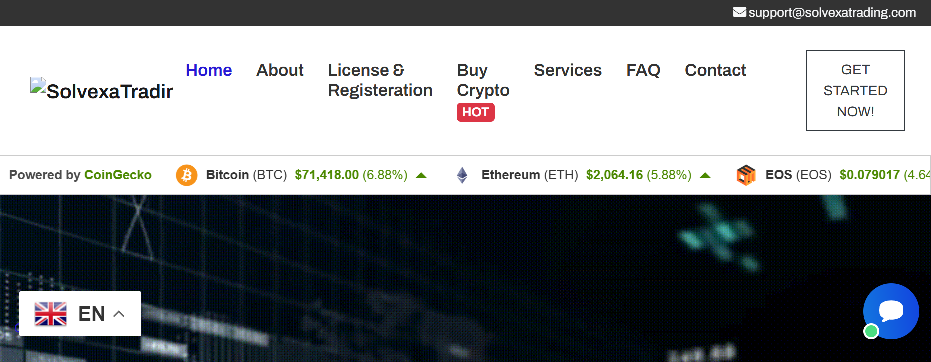 Screenshot of solvexatrading.com