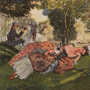 Заснувшая на траве молодая женщина 1913