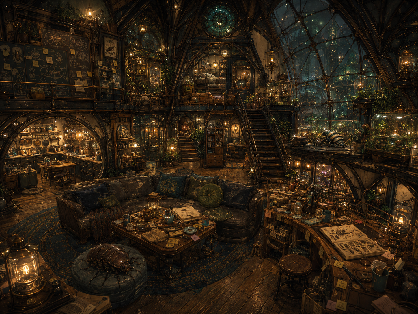 Wide view of Auggie's connected lower spiral living level