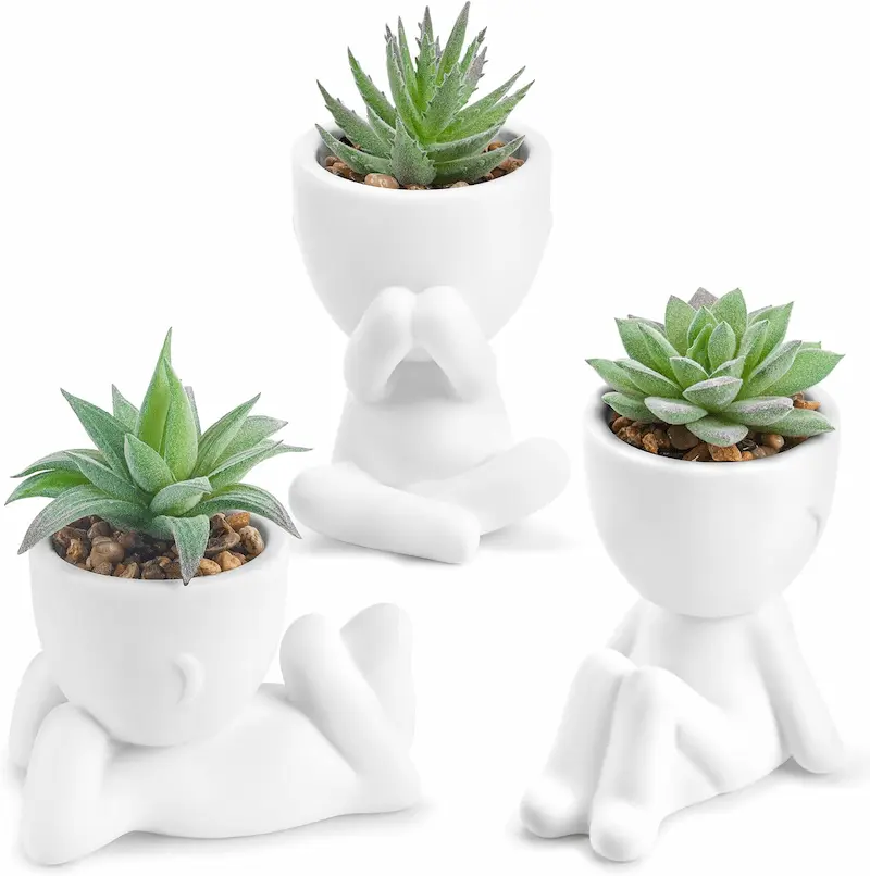 Der Rose 3pcs Artificial Succulent Plants | Fake Indoor Plants for Bathroom, Bedroom, Home Decor