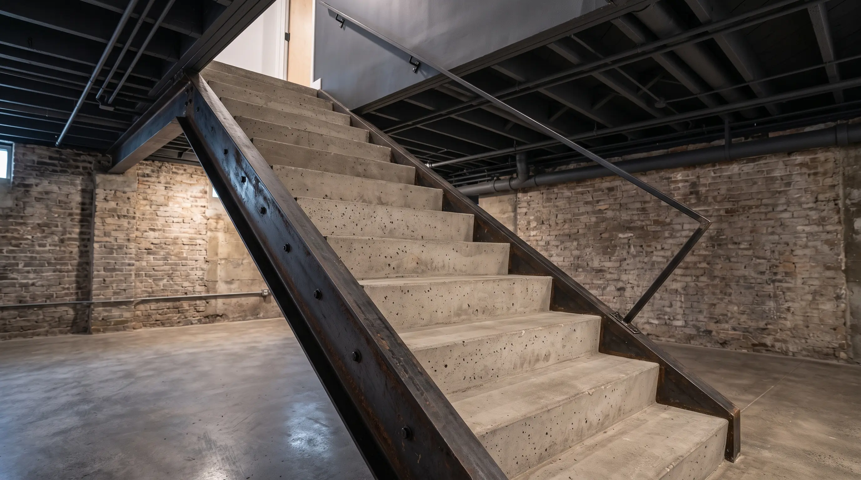 Concrete Treads Blackened Steel Stringers