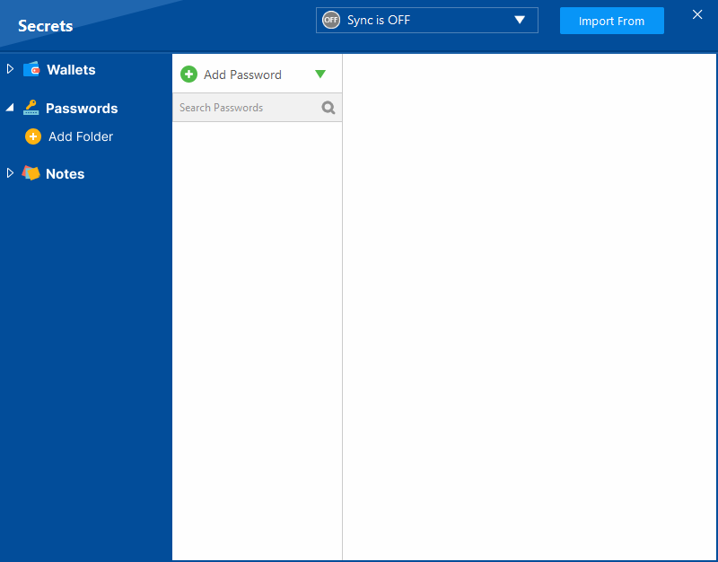 Folder Lock secrets password manager screen for encrypted developer credentials