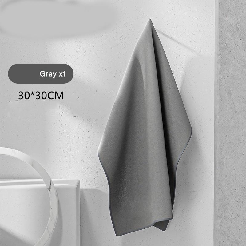 30*30 cm Grey Coral Fleece & Suede Microfiber Cloth Double-Sided Car Wash Towel , 5X Water Absorption, Scratch-Free & Lint-Free, 360° Stitched Edge for Car Detailing, Glass, Home Cleaning - Multi-Purpose Auto Care Cloth