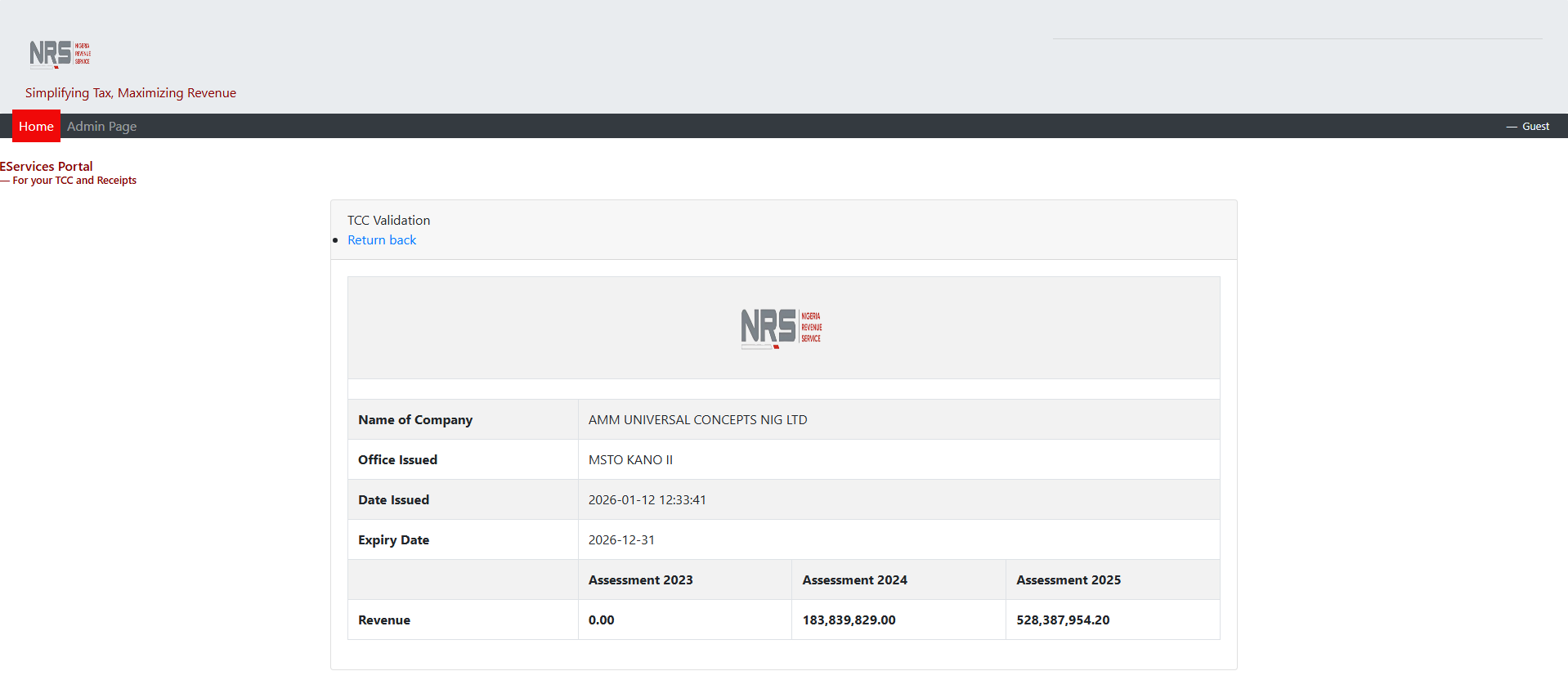 Stored capture of utility.nrs.com.ng