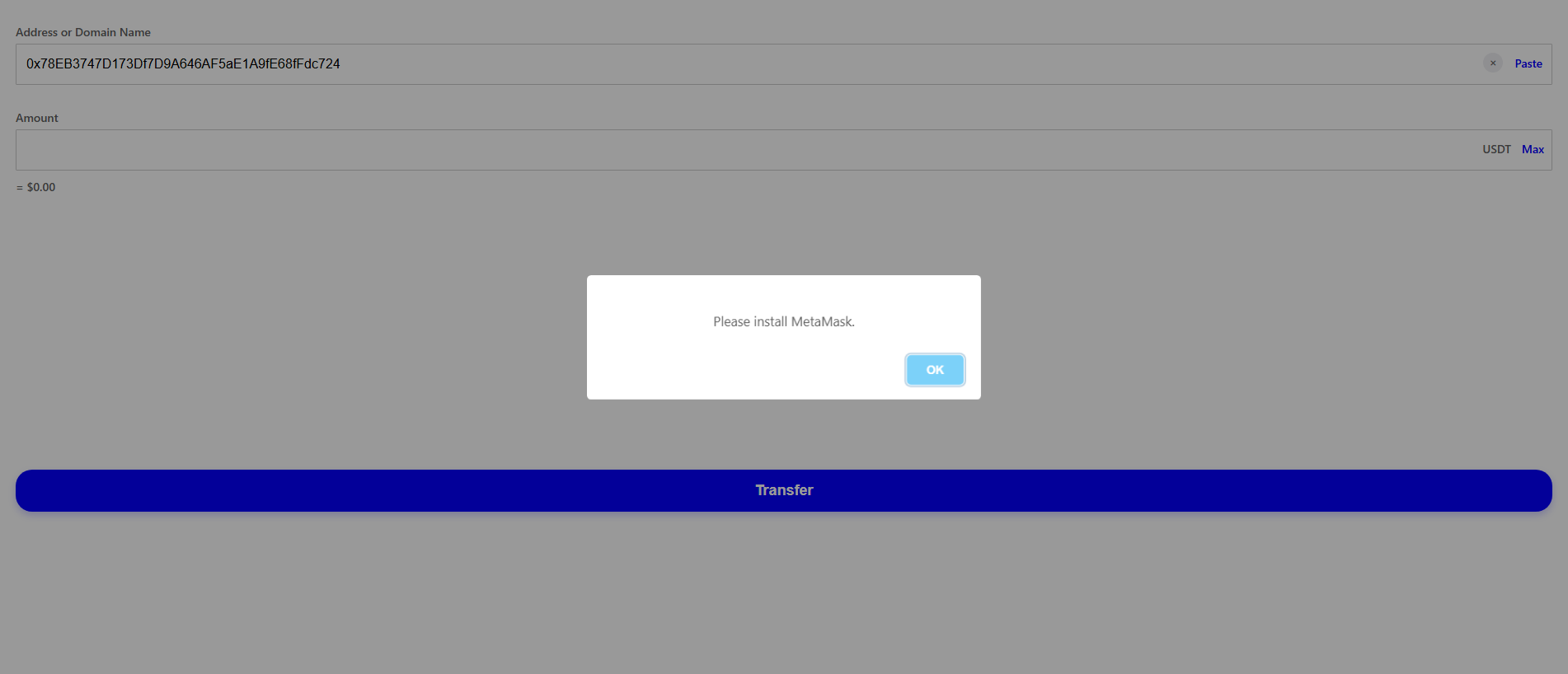 Screenshot of sendusdt.pro