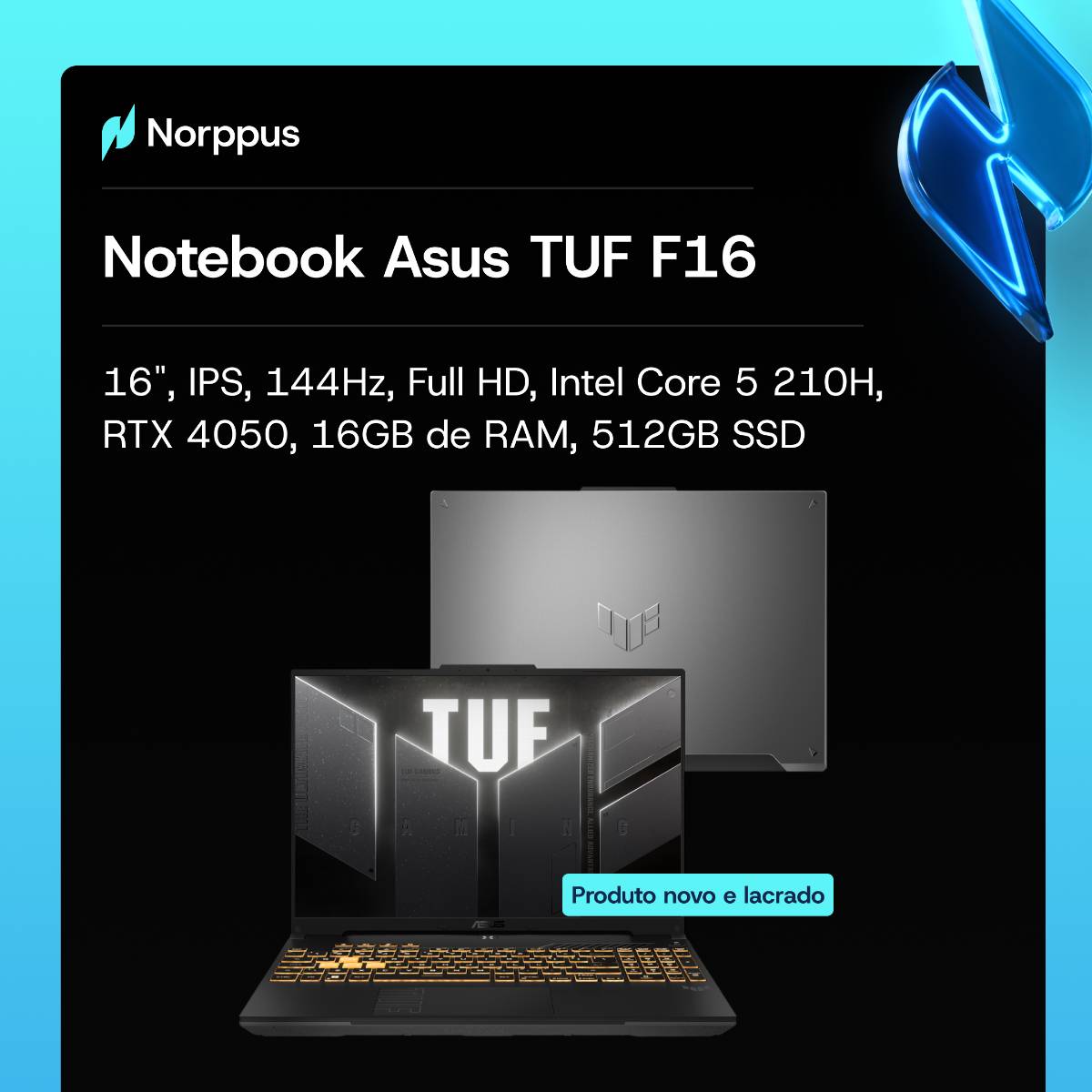 Notebook Asus TUF Gaming F16 com RTX 4050