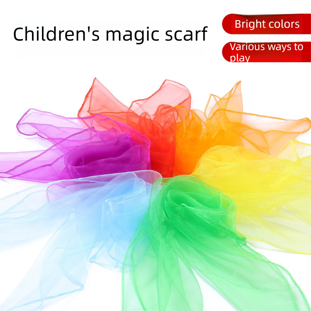 6-piece 60*60 cm(Red and Pink and Yellow and Green and Blue and Purple) Magic Scarf Set - Colourful Chiffon Dance Scarves for Performance Play, Lightweight Rainbow Juggling Scarves, Creative Movement and Party Game Props