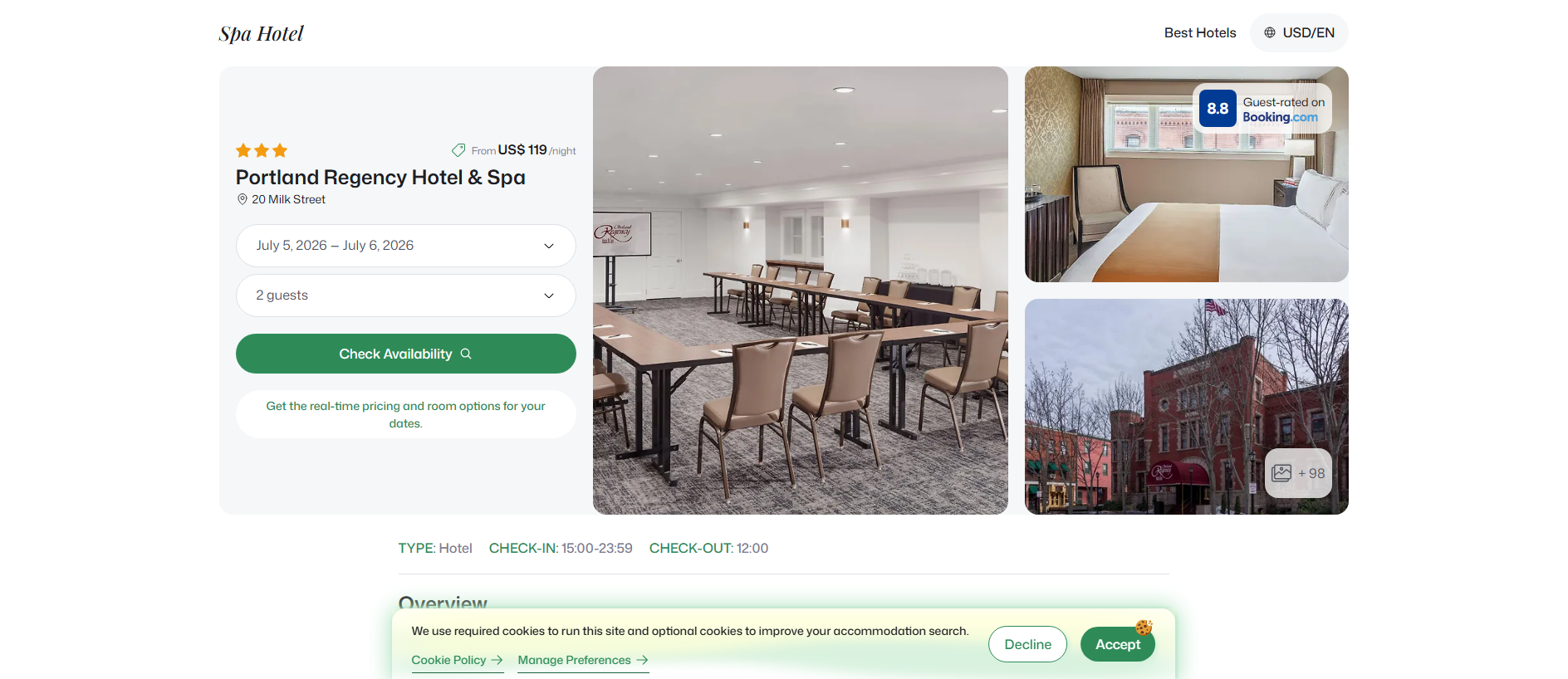 Forensic screenshot of portlregency.spahotel.guru showing the phishing page layout