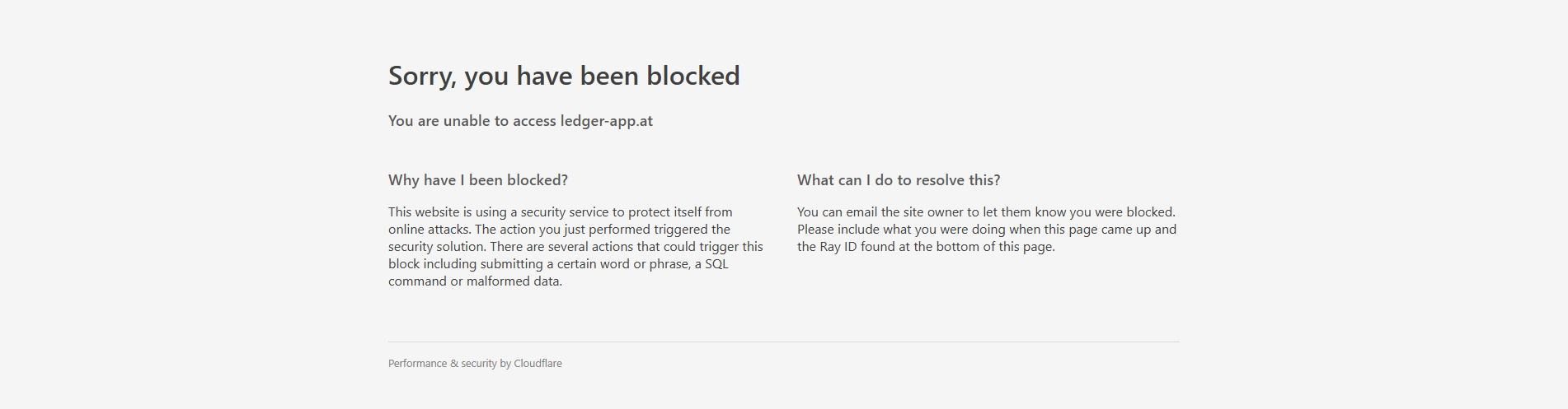 Forensic screenshot of ledger-app.at showing the phishing page layout