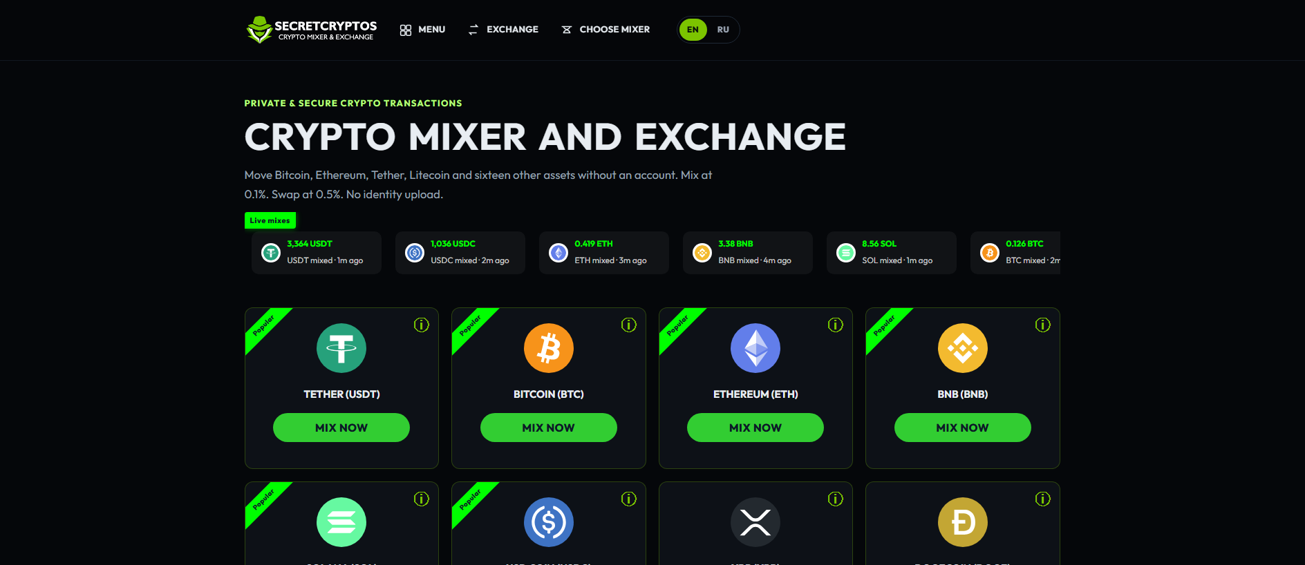 Stored capture of secretcryptos.biz