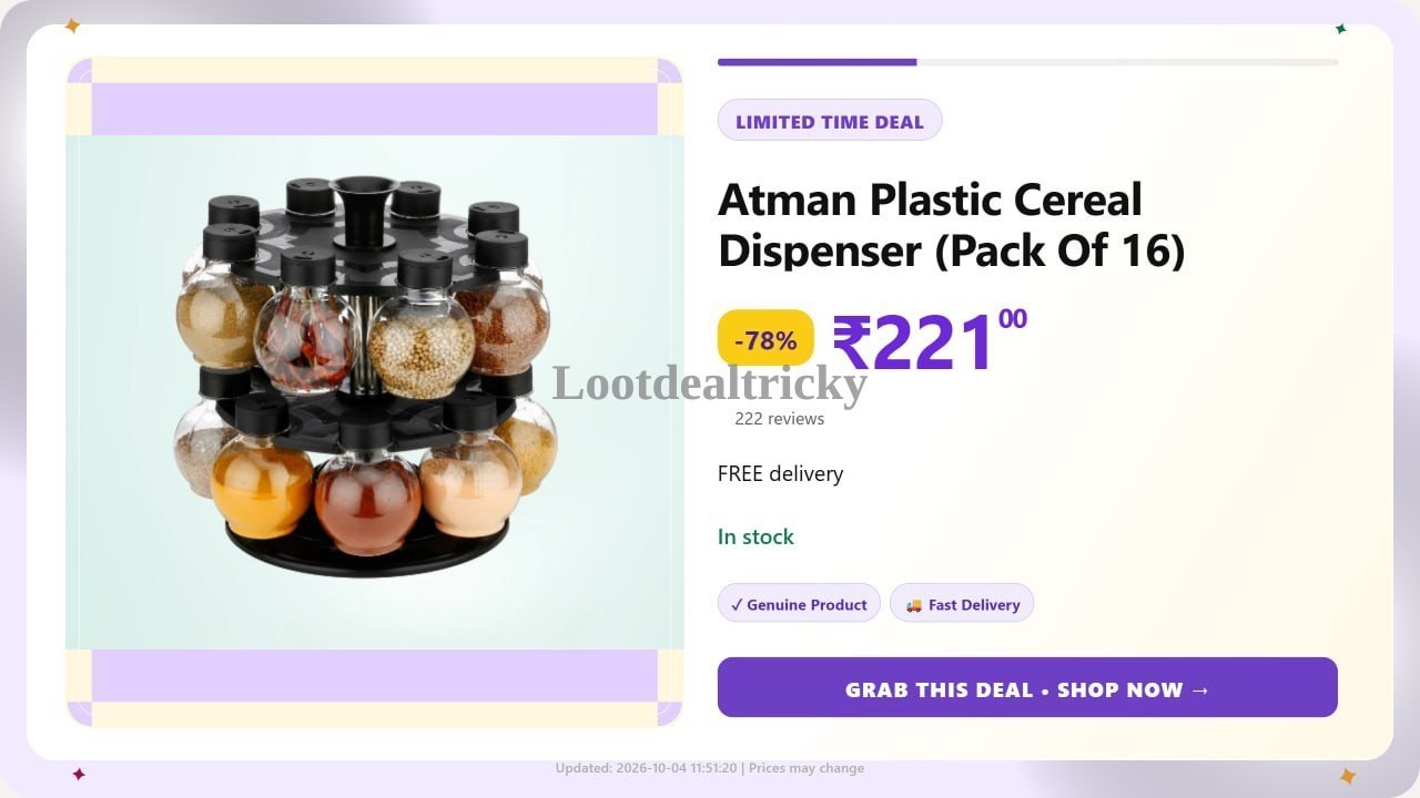   atman Plastic Cereal – Just ₹221 | Loot Deal