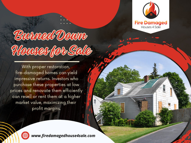 When assessing a burned down houses for sale, consider the types of damage typically encountered. Structural damage can compromise the integrity of the building, while smoke and soot damage can lead to persistent odors and air quality issues. 

Our Official Website: https://www.firedamagedhouse4sale.com/	

Click Here For More Information: https://www.firedamagedhouse4sale.com/locations/california

Fire Damaged Houses 4 Sale
Address: 5002 East Camelback Road Phoenix, AZ 85018
Phone No: (342) 223-9384

Our Profile :  https://firedamagedsale.imgbb.com/
 
See More Images: 
http://4ty.me/k88e0j
http://4ty.me/ighkj6
http://4ty.me/wetftc
http://4ty.me/s7x87l