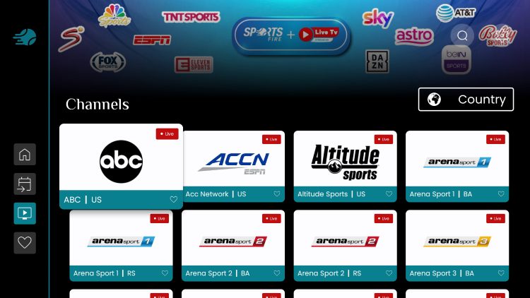 SportsFire App Home Screen