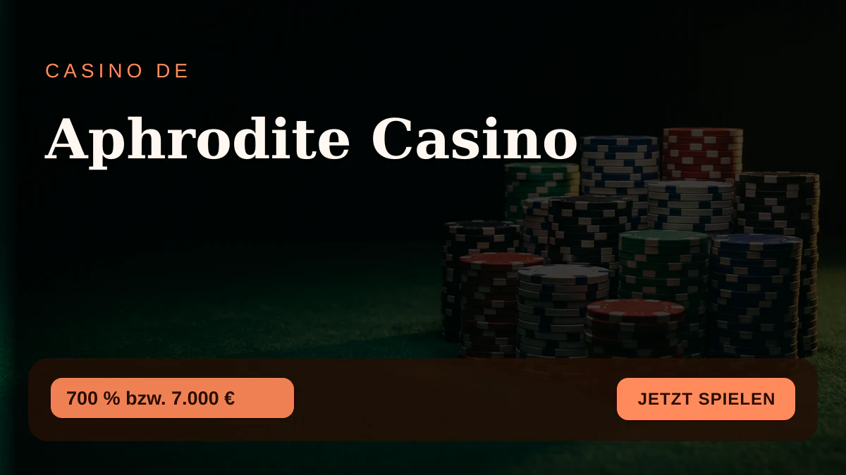 Aphrodite Casino &mdash; Willkommensbonus 700 % bzw. 7.000 &euro;, Zahlungen: PayPal, Skrill, Neteller, Apple Pay, USDT
