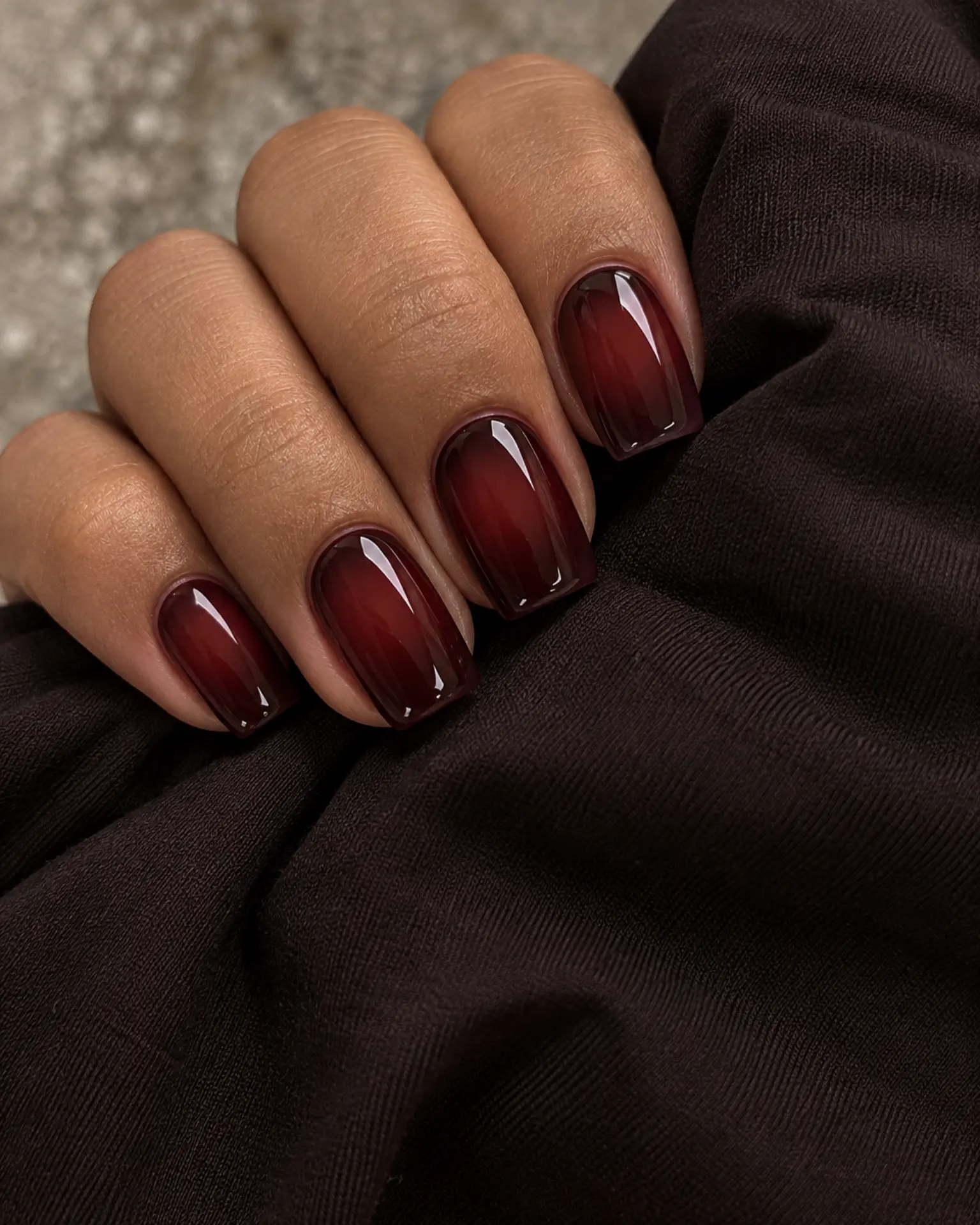 Oxblood Aura manicure inspiration for dark aura nail ideas