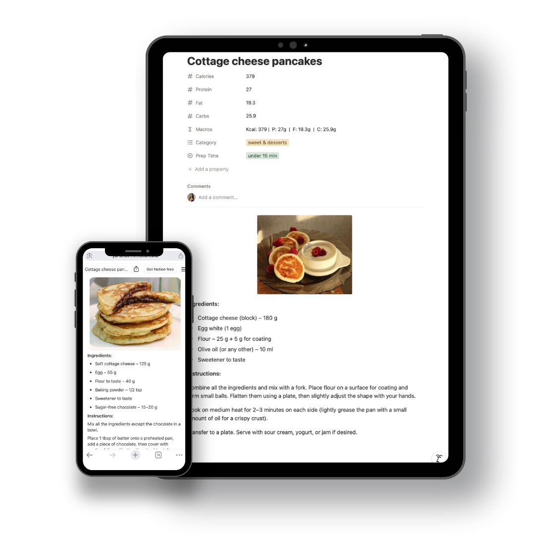 Full recipe page — Spinach Pancakes