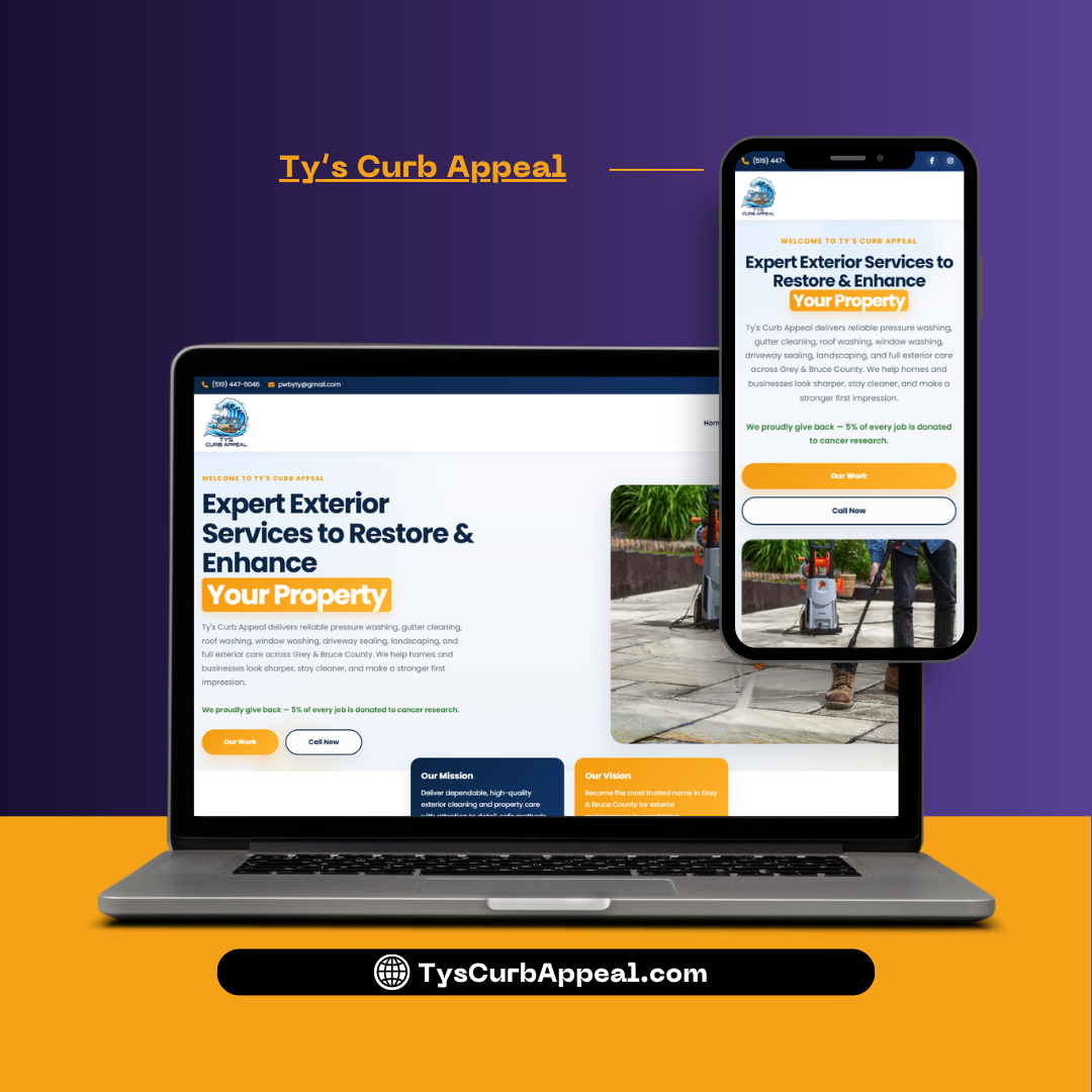 Ty's Curb Appeal website — desktop and mobile preview