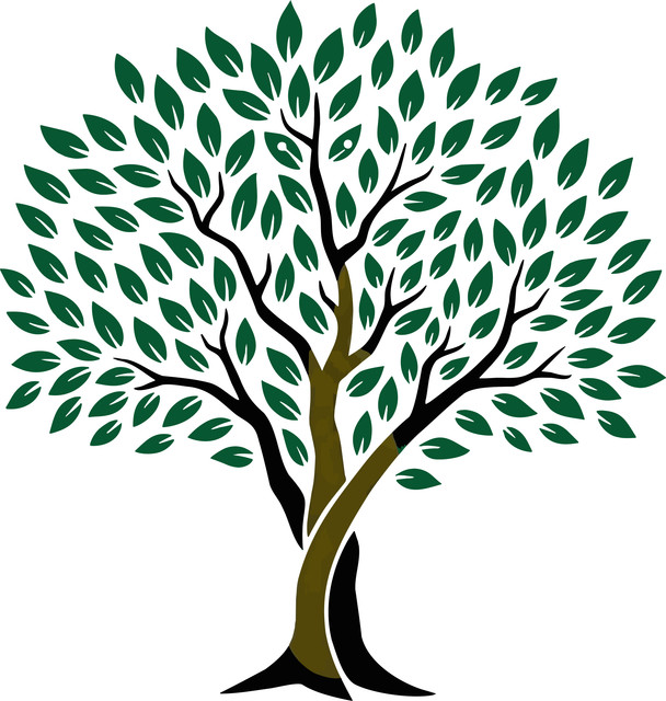 Intertwined Tree with Green Foliage Vector Logo.jpg