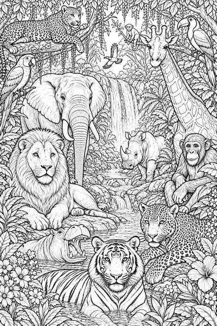 Printable Ultimate Safari Adventure colouring page for kids