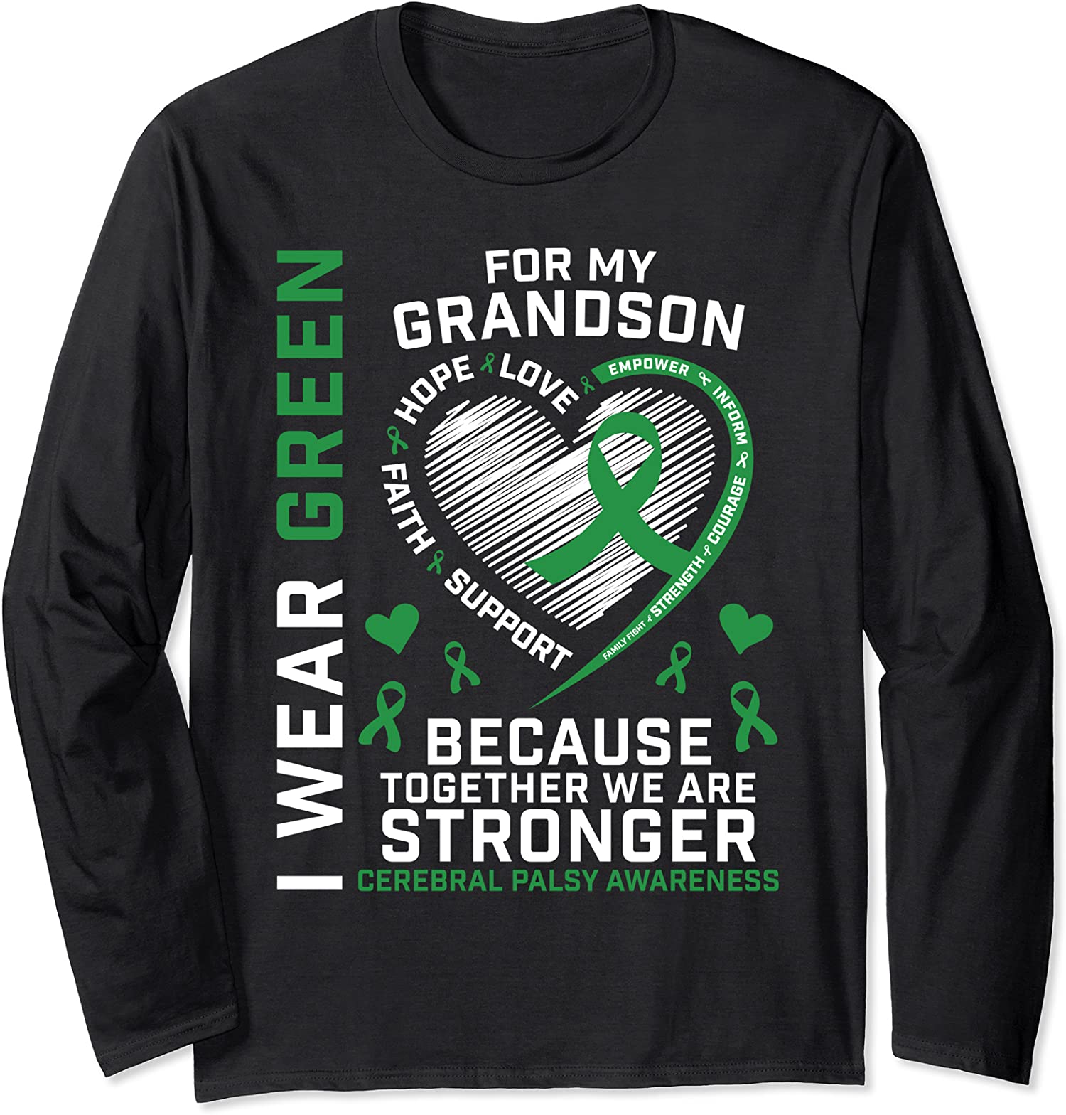 Grandma Grandpa Gifts CP Grandson Cerebral Palsy Gift Long Sleeve T-Shirt