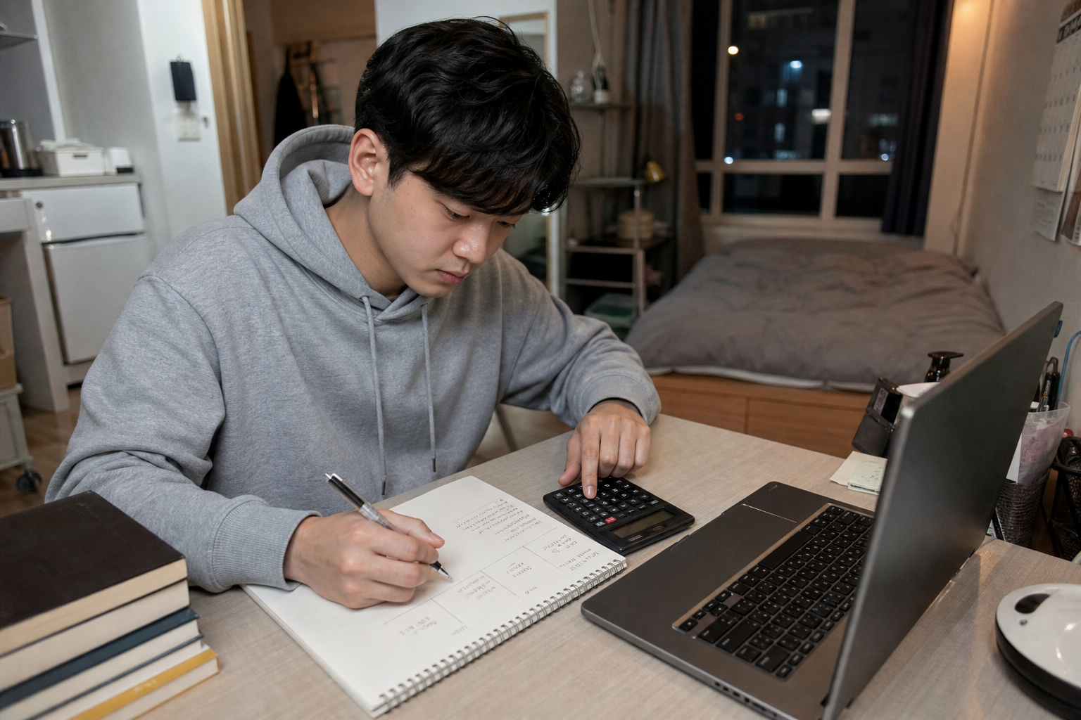 품질경영기사 응시료와 재응시·교재·강의 예산을 나눠 계산하는 한국인 수험생