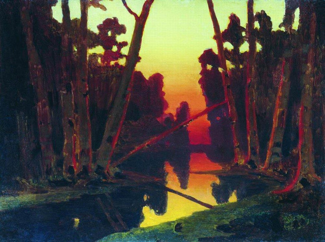 Закат в лесу1
