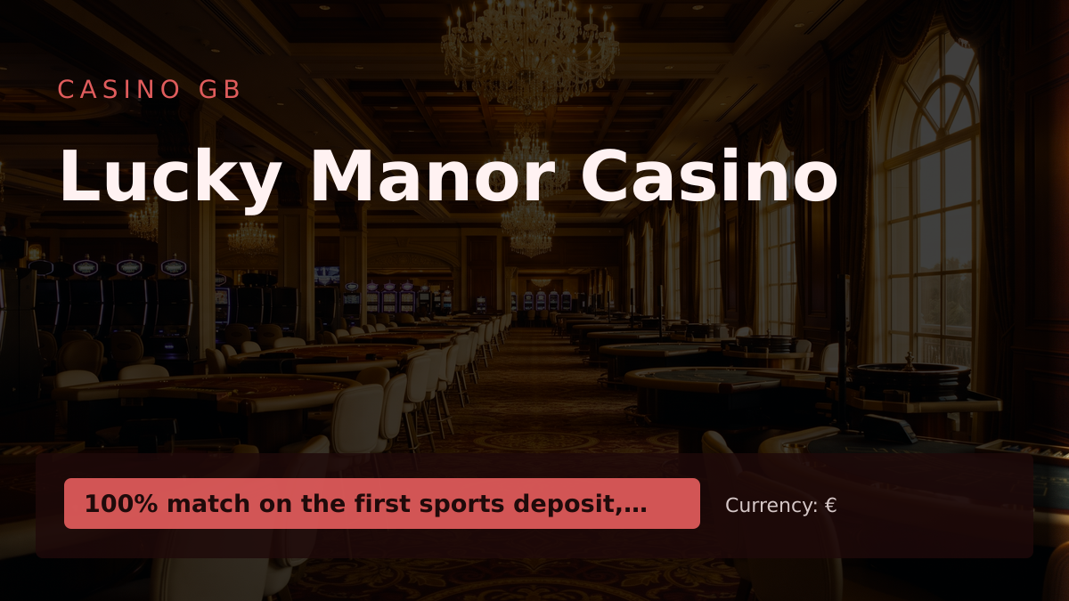 Lucky Manor Casino — welcome bonus 100% match on the first sports deposit, min. d + 100 FS, payments: PayPal, Bitcoin, USDT