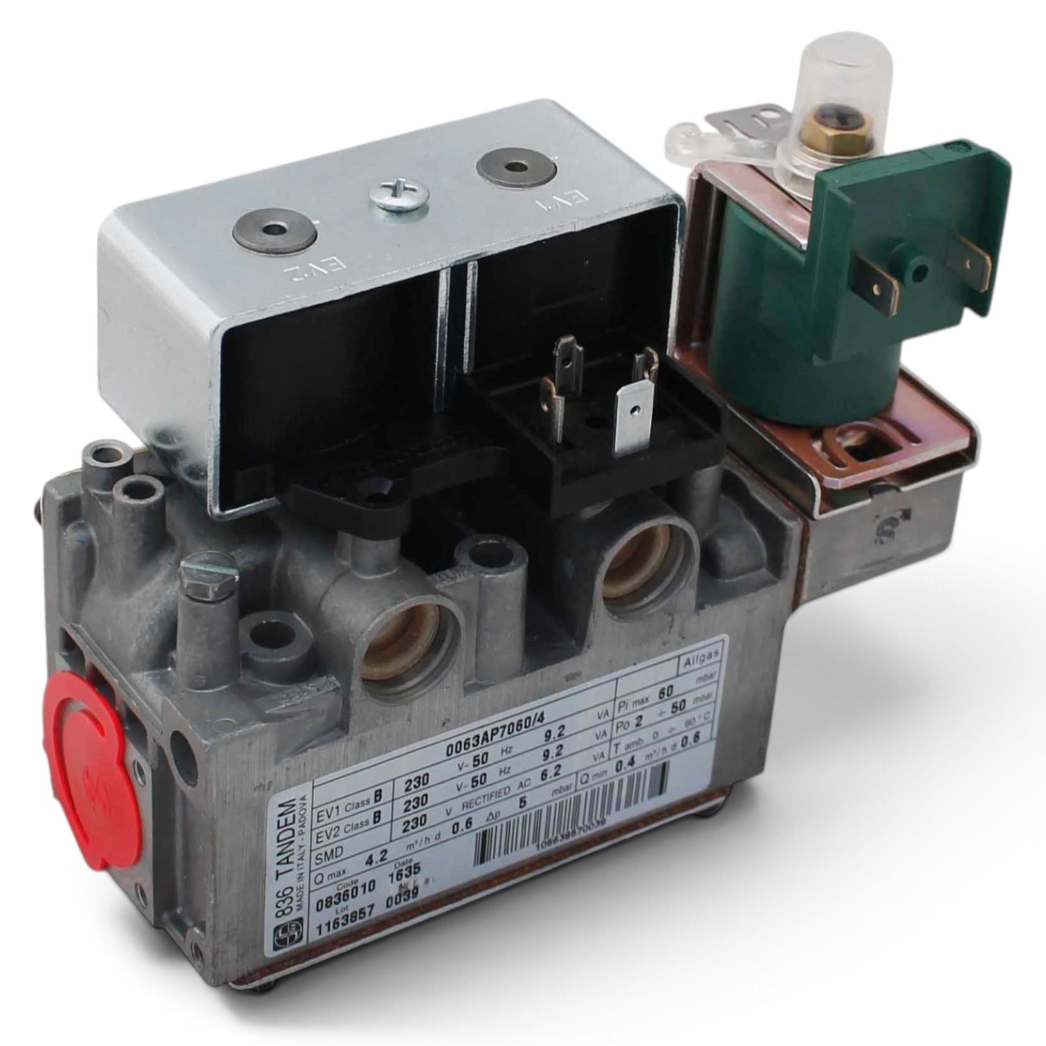 SIT GAS VALVE 230V INLET 1/2" OUTLET 1/2"  inlet 1/2" PRESSURE RANGE 50 MBAR