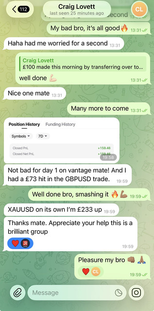 Profit screenshot posted by a JR Trades member