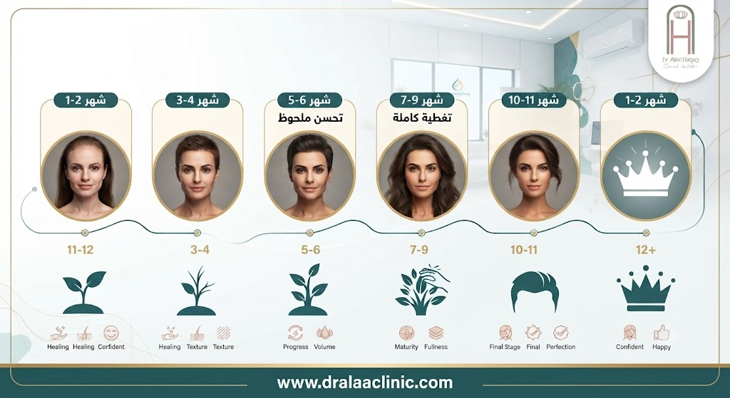 الجدول الزمني لظهور نتائج زراعة الشعر للنساء بدون حلاقة