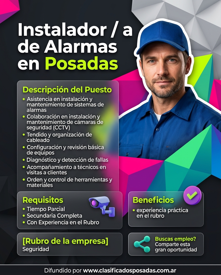 Se Busca Instalador / a de Alarmas en Posadas