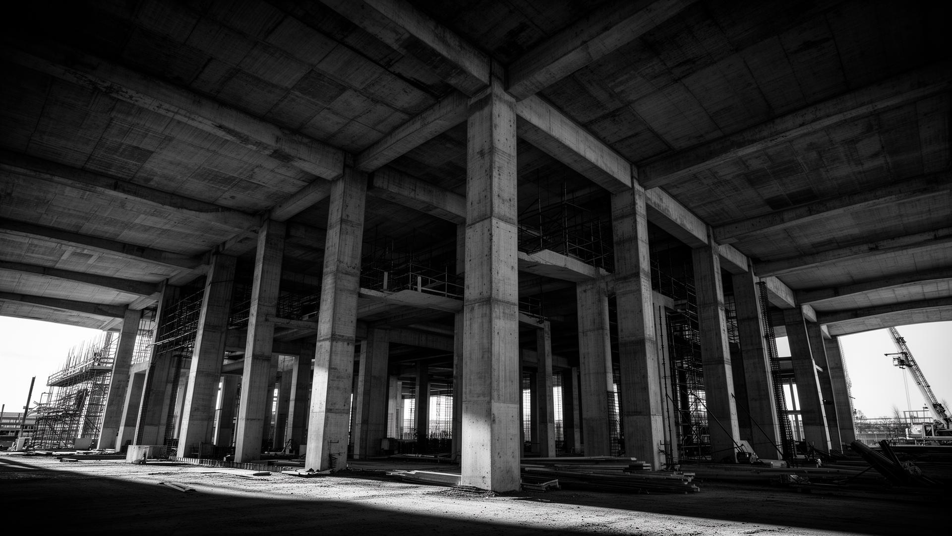 Estrutura de concreto armado em construção pela Percettore