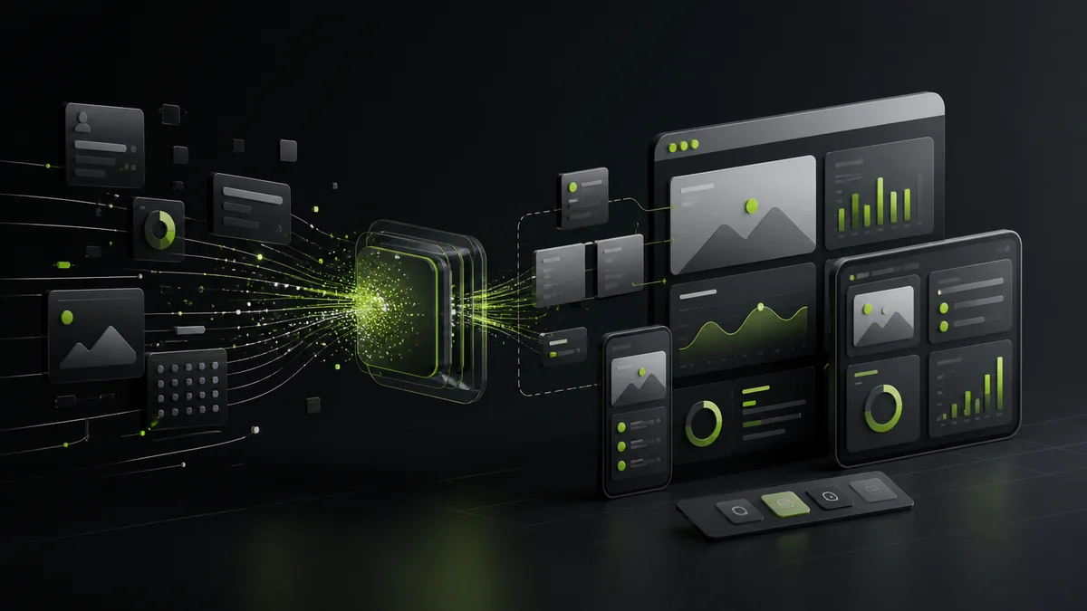 Generative UI system assembling responsive interface components from a user's intent